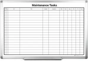 Magnetic Maintenance Tasks Dry Erase Whiteboard Wall Mounted with Aluminum Frame & Marker Tray Easy Erase Task Tracking Board for Facilities & Management (36" x 24") Magnetic Maintenance Tasks Dry Erase Whiteboard Wall Mounted with Aluminum Frame & Marker Tray Easy Erase Task Tracking Board for Facilities & Management (36" x 24")