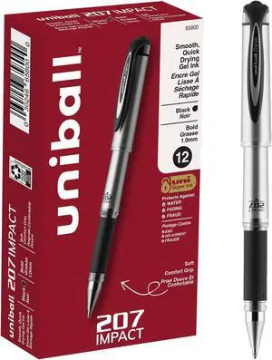 ® 207 Impact Gel Pens, Bold Point, 1.0 mm, Black; Gray Barrel, Black Ink, 12 Count (Pack Of 12) ® 207 Impact Gel Pens, Bold Point, 1.0 mm, Black; Gray Barrel, Black Ink, 12 Count (Pack Of 12)