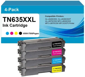 TN635XXL Super High Yield Toner Cartridge Compatible for MFC-L8930CDW, MFC-L8730CDW, HL-L8570CDW, HL-L8430CDW, HL-L8430CDWT, MFC-L8970CDW, MFC-EX575 Printer,Black,Cyan,Magenta,Yellow,4-Pack TN635XXL Super High Yield Toner Cartridge Compatible for MFC-L8930CDW, MFC-L8730CDW, HL-L8570CDW, HL-L8430CDW, HL-L8430CDWT, MFC-L8970CDW, MFC-EX575 Printer,Black,Cyan,Magenta,Yellow,4-Pack
