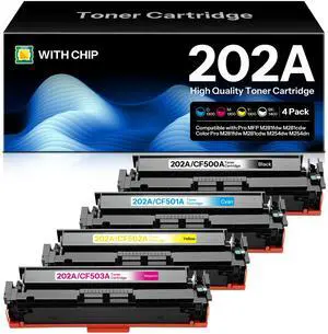 202A Compatible Toner Replacement for HP 202A CF500A 4 Pack | CF502A CF503A Color Pro MFP M281fdw M281cdw M254dw M281fdn M254 M281 202 A Printer (4 Pack) 202A Compatible Toner Replacement for HP 202A CF500A 4 Pack | CF502A CF503A Color Pro MFP M281fdw M281cdw M254dw M281fdn M254 M281 202 A Printer (4 Pack)