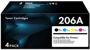 206A Toner Cartridges Set 4-Pack with Chip Compatible for HP 206A 206X | Compatible for HP 206A W2110A 206X W2110X High Yield for Color LaserJet MFP M283fdw M283cdw M283 Pro M255dw M255 Printer Ink 206A Toner Cartridges Set 4-Pack with Chip Compatible for HP 206A 206X | Compatible for HP 206A W2110A 206X W2110X High Yield for Color LaserJet MFP M283fdw M283cdw M283 Pro M255dw M255 Printer Ink