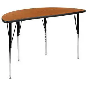47.5" Half Circle Wave Collaborative Oak Thermal Laminate Activity Table - Standard Height Adjustable Legs 47.5" Half Circle Wave Collaborative Oak Thermal Laminate Activity Table - Standard Height Adjustable Legs