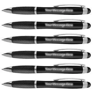 Personalized Pens-80 Pack Bulk-Free Laser Engraving - 3 In Ballpoint Pen, Stylus and Light Up Personalized Area, Custom Business Name, Text, Logo or Gift Message, For Parties and Events, Black Personalized Pens-80 Pack Bulk-Free Laser Engraving - 3 In Ballpoint Pen, Stylus and Light Up Personalized Area, Custom Business Name, Text, Logo or Gift Message, For Parties and Events, Black