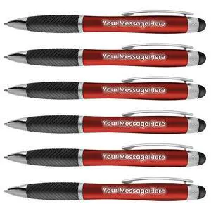 Personalized Pens-80 Pack Bulk-Free Laser Engraving - 3 In Ballpoint Pen, Stylus and Light Up Personalized Area, Custom Business Name, Text, Logo or Gift Message, For Parties and Events, Red Personalized Pens-80 Pack Bulk-Free Laser Engraving - 3 In Ballpoint Pen, Stylus and Light Up Personalized Area, Custom Business Name, Text, Logo or Gift Message, For Parties and Events, Red
