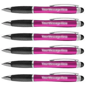 Personalized Pens-80 Pack Bulk-Free Laser Engraving - 3 In Ballpoint Pen, Stylus and Light Up Personalized Area, Custom Business Name, Text, Logo or Gift Message, For Parties and Events, Pink Personalized Pens-80 Pack Bulk-Free Laser Engraving - 3 In Ballpoint Pen, Stylus and Light Up Personalized Area, Custom Business Name, Text, Logo or Gift Message, For Parties and Events, Pink
