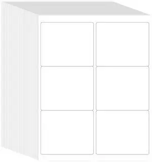 3-1/3" x 4" Printable White Sticker Labels, 9000 Labels for Laser/Inkjet Printing - Matte (9000 Labels, 1500 Sheets) 3-1/3" x 4" Printable White Sticker Labels, 9000 Labels for Laser/Inkjet Printing - Matte (9000 Labels, 1500 Sheets)