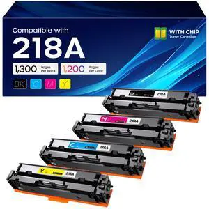 218A Toner Cartridge 4 Pack with Chip Replacement for HP 3301fdw 3301sdw | Smart Chip Installed, 1300 Pages Black, 1200 Pages Color, Compatible with HP Color LaserJet MFP 3201dw 3301cdw Printer 218A Toner Cartridge 4 Pack with Chip Replacement for HP 3301fdw 3301sdw | Smart Chip Installed, 1300 Pages Black, 1200 Pages Color, Compatible with HP Color LaserJet MFP 3201dw 3301cdw Printer