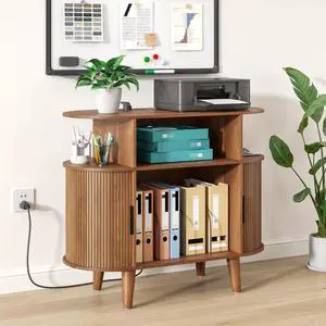 Round Printer Stand with Charging Station & USB Ports, 35.4 x15.7 x 30 Inches Large Printer Table 3 Tier with Storage Shelf for Home Office (Walnut) Round Printer Stand with Charging Station & USB Ports, 35.4 x15.7 x 30 Inches Large Printer Table 3 Tier with Storage Shelf for Home Office (Walnut)