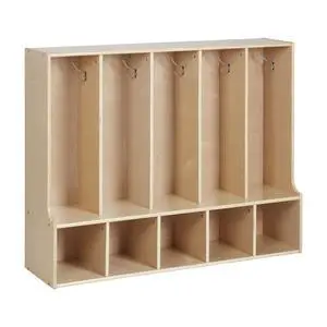 Streamline 5-Section Toddler Coat Locker with Bench, Classroom Furniture, Natural Streamline 5-Section Toddler Coat Locker with Bench, Classroom Furniture, Natural