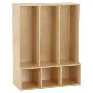 Streamline 3-Section Toddler Coat Locker with Bench, Classroom Furniture, Natural Streamline 3-Section Toddler Coat Locker with Bench, Classroom Furniture, Natural