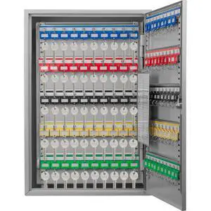 Steel 150 Key Cabinet Organizer Locking Wall Mount Safe with Numbered Hooks, Index Sheet & Key Tags for Business or Office Security Steel 150 Key Cabinet Organizer Locking Wall Mount Safe with Numbered Hooks, Index Sheet & Key Tags for Business or Office Security
