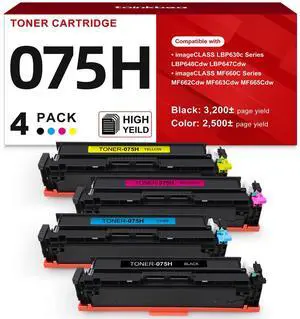 075H High Capacity Toner Cartridge MF665CDW Compatible Replacement for Canon 075H 075 H toner cartridge set for imageCLASS MF665Cdw MF663Cdw MF662Cdw LBP646Cdw LBP647Cdw MF660C LBP640C Printer, 4-Pack 075H High Capacity Toner Cartridge MF665CDW Compatible Replacement for Canon 075H 075 H toner cartridge set for imageCLASS MF665Cdw MF663Cdw MF662Cdw LBP646Cdw LBP647Cdw MF660C LBP640C Printer, 4-Pack