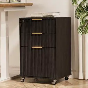 3 Drawers Fluted Mobile File Cabinet with Lock, Rolling File Cabinet Printer Stand Table, Under Desk Wooden Filing Cabinets for Home Office Essentials Storage Organization Furniture Letters/A4(Black) 3 Drawers Fluted Mobile File Cabinet with Lock, Rolling File Cabinet Printer Stand Table, Under Desk Wooden Filing Cabinets for Home Office Essentials Storage Organization Furniture Letters/A4(Black)