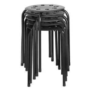 Commercial Furniture Stacking Stools for Kids and Adults, 17.75" Standard Height Portable Nesting Office and Classroom Stools, Black, Pack of 5 Commercial Furniture Stacking Stools for Kids and Adults, 17.75" Standard Height Portable Nesting Office and Classroom Stools, Black, Pack of 5