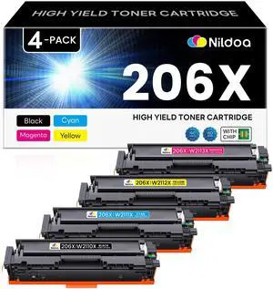 206X Toner Cartridges 4 Pack with Chip Compatible 206X W2110X W2111X W2112X W2113X Replacement for HP 206X Black Cyan Yellow Magenta Color Pro M255dw M255nw; MFP M282nw M283cdw Printer Ink 206X Toner Cartridges 4 Pack with Chip Compatible 206X W2110X W2111X W2112X W2113X Replacement for HP 206X Black Cyan Yellow Magenta Color Pro M255dw M255nw; MFP M282nw M283cdw Printer Ink