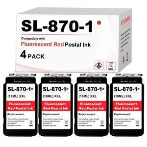 SL-870-1 XXL Red Ink Cartridge Fluorescent Red Ink Cartridge Compatible for SL870-1 Replacement for Pitney Bowes New SendPro Mailstation Postage Machines (CSD1) 4-Pack (18ml*4) SL-870-1 XXL Red Ink Cartridge Fluorescent Red Ink Cartridge Compatible for SL870-1 Replacement for Pitney Bowes New SendPro Mailstation Postage Machines (CSD1) 4-Pack (18ml*4)