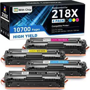 218X Toner Cartridges 4 Pack Compatible for HP 218X Toner Cartridges 4 Pack 218A Toner for HP Color LaserJet pro MFP 3301fdw Toner 3201dw 3301cdw 3301sdw Printer Ink High Yield W2180A W2180X 218X Toner Cartridges 4 Pack Compatible for HP 218X Toner Cartridges 4 Pack 218A Toner for HP Color LaserJet pro MFP 3301fdw Toner 3201dw 3301cdw 3301sdw Printer Ink High Yield W2180A W2180X