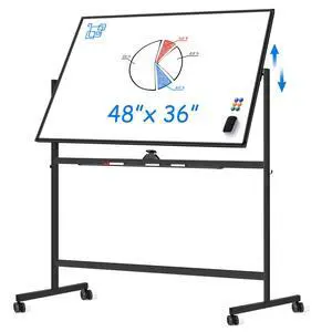 Large Rolling White Board, 48x36 in Double-Sided Mobile Whiteboard, Reversible Magnetic Dry Erase Board Easel Standing Whiteboard on Wheels School Supplies for Classroom Office and Home, Black Large Rolling White Board, 48x36 in Double-Sided Mobile Whiteboard, Reversible Magnetic Dry Erase Board Easel Standing Whiteboard on Wheels School Supplies for Classroom Office and Home, Black
