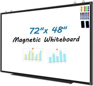 6'x4' Large Magnetic White Board Dry Erase Whiteboard with Black Aluminum Frame, 72"X48" Magnet Presentation Wall Boards for Office, Classroom, School, Home 6'x4' Large Magnetic White Board Dry Erase Whiteboard with Black Aluminum Frame, 72"X48" Magnet Presentation Wall Boards for Office, Classroom, School, Home