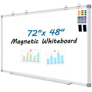 6'x4' Large Magnetic White Board Dry Erase Whiteboard with Aluminum Frame, 72"X48" Hanging White Boards for Wall with Long Pen Tray, Presentation Board for Office Classroom Home 6'x4' Large Magnetic White Board Dry Erase Whiteboard with Aluminum Frame, 72"X48" Hanging White Boards for Wall with Long Pen Tray, Presentation Board for Office Classroom Home