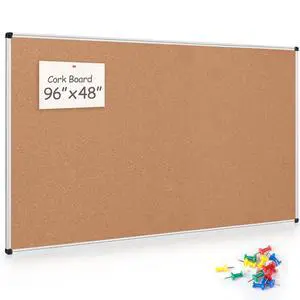 Large Cork Bulletin Board 96" X 48", Silver Aluminum Framed Corkboard for Wall, Wall Mounted Notice Pin Board with Push Pins for School, Home & Office - 7' x 4' Corkboard Large Cork Bulletin Board 96" X 48", Silver Aluminum Framed Corkboard for Wall, Wall Mounted Notice Pin Board with Push Pins for School, Home & Office - 7' x 4' Corkboard