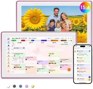 15.6" Digital Calendar, No Subscription Smart Family Planner, Interactive Touchscreen Electronic Wall Calendar, Photo Display, Meals, Chore Chart & Tasks, Wall & Desk Mountable (Pink) 15.6" Digital Calendar, No Subscription Smart Family Planner, Interactive Touchscreen Electronic Wall Calendar, Photo Display, Meals, Chore Chart & Tasks, Wall & Desk Mountable (Pink)