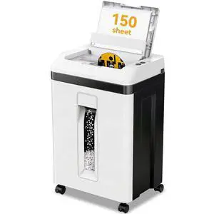 150-Sheet Paper Shredder Heavy Duty, Micro Cut and CDs/Cards, P5 Ultra Security, 60 Min Non Stop Shredder for Home Office, 5.3 Gallon Bin with Wheels, <60 dB (OL289) 150-Sheet Paper Shredder Heavy Duty, Micro Cut and CDs/Cards, P5 Ultra Security, 60 Min Non Stop Shredder for Home Office, 5.3 Gallon Bin with Wheels, <60 dB (OL289)