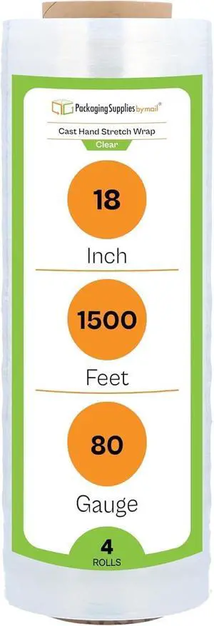 PSBM 4 Rolls 18 Inch x 1500 Feet 80 Gauge Bio-Degradable Stretch Film/Wrap, Heavy Duty Industrial Strength Clear Shrink/Plastic Wrap for Moving, Packing, Shipping, Pallet Wrapping & Storage PSBM 4 Rolls 18 Inch x 1500 Feet 80 Gauge Bio-Degradable Stretch Film/Wrap, Heavy Duty Industrial Strength Clear Shrink/Plastic Wrap for Moving, Packing, Shipping, Pallet Wrapping & Storage