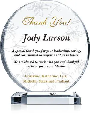 Personalized Crystal Appreciation Gift Plaque for Mentor, Manager, Supervisor, Leader, Customized with Mentor Name, Unique Thank You Gift to Boss on Christmas, Birthday, Departing (XL - 10") Personalized Crystal Appreciation Gift Plaque for Mentor, Manager, Supervisor, Leader, Customized with Mentor Name, Unique Thank You Gift to Boss on Christmas, Birthday, Departing (XL - 10")