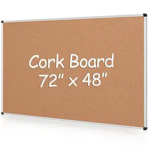 Extra Large Cork Bulletin Board 72" X 48", Silver Aluminum Framed 6'x4' Corkboard for Wall, Wall Mounted Notice Pin Board with 18 Push Pins for School, Home & Office Extra Large Cork Bulletin Board 72" X 48", Silver Aluminum Framed 6'x4' Corkboard for Wall, Wall Mounted Notice Pin Board with 18 Push Pins for School, Home & Office