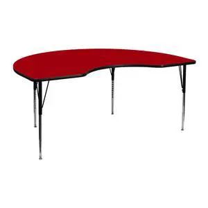 48''W x 72''L Kidney Red Thermal Laminate Activity Table - Standard Height Adjustable Legs 48''W x 72''L Kidney Red Thermal Laminate Activity Table - Standard Height Adjustable Legs