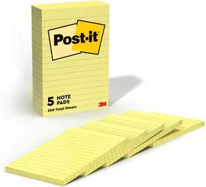 Notes,4 in x 6 in,5 Lined Sticky Notes Pads,100 Sheets per Pad,Canary Yellow,The Original Note,School Supplies and Oce Products,(Pack of 12) Notes,4 in x 6 in,5 Lined Sticky Notes Pads,100 Sheets per Pad,Canary Yellow,The Original Note,School Supplies and Oce Products,(Pack of 12)