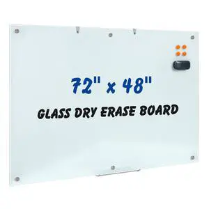 Large Glass Dry Erase Board, 72 x 48 Inches Magnetic Whiteboard | Magnetic glass whiteboard, smooth erasable surface. Great wall-mounted 6' x 4' Frameless Board for Office, Home, School Large Glass Dry Erase Board, 72 x 48 Inches Magnetic Whiteboard | Magnetic glass whiteboard, smooth erasable surface. Great wall-mounted 6' x 4' Frameless Board for Office, Home, School