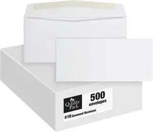 #10 Envelopes, Letter Size White Mailing Envelopes, 4-1/8x9-1/2 Inch, No Window Business-Envelopes, Gummed Closure, 500/Box (QUA90020) (Pack of 5) #10 Envelopes, Letter Size White Mailing Envelopes, 4-1/8x9-1/2 Inch, No Window Business-Envelopes, Gummed Closure, 500/Box (QUA90020) (Pack of 5)