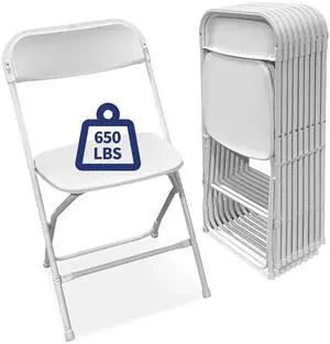 White Folding Chairs 10-Pack,Portable Events Chairs, Plastic Folding Chair, Stylish 650 lb Capacity for Party, School and Church White Folding Chairs 10-Pack,Portable Events Chairs, Plastic Folding Chair, Stylish 650 lb Capacity for Party, School and Church