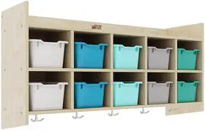 10-Section Hanging Coat Locker with Shelf and 10 Scoop Front Bins, Cubby Storage, Contemporary 10-Section Hanging Coat Locker with Shelf and 10 Scoop Front Bins, Cubby Storage, Contemporary