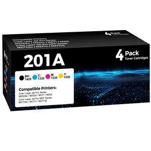 201a 4PK Black Cyan Magenta Yellow Toner Compatible for HP Laser Jet 201A | CF400A CF401A CF402A CF403A Toner Use for Laser jet Pro MFP M277dw M252dw M277n M277c6 M252n M277 Printer (4 Pack, BK/C/M/Y) 201a 4PK Black Cyan Magenta Yellow Toner Compatible for HP Laser Jet 201A | CF400A CF401A CF402A CF403A Toner Use for Laser jet Pro MFP M277dw M252dw M277n M277c6 M252n M277 Printer (4 Pack, BK/C/M/Y)