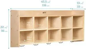 10-Section Hanging Coat Locker with Shelf and 10 Scoop Front Bins, Cubby Storage, Powder Blue 10-Section Hanging Coat Locker with Shelf and 10 Scoop Front Bins, Cubby Storage, Powder Blue