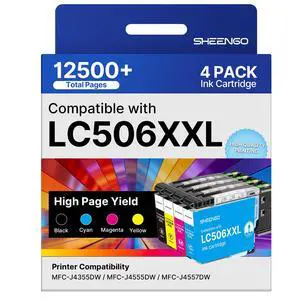 LC506XXL Super High Yield LC506 LC506XL Ink Cartridges Compatible for Brother LC506 Ink Cartridges LC506XXL LC506XL LC 506 XL for Brother MFC-J4555DW Ink Cartridges MFC-J4355DW MFC-J4557DW, 4 Pack LC506XXL Super High Yield LC506 LC506XL Ink Cartridges Compatible for Brother LC506 Ink Cartridges LC506XXL LC506XL LC 506 XL for Brother MFC-J4555DW Ink Cartridges MFC-J4355DW MFC-J4557DW, 4 Pack