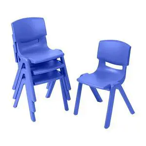 14in Plastic School Stack Chair, Classroom Furniture, Blue, 4-Pack 14in Plastic School Stack Chair, Classroom Furniture, Blue, 4-Pack