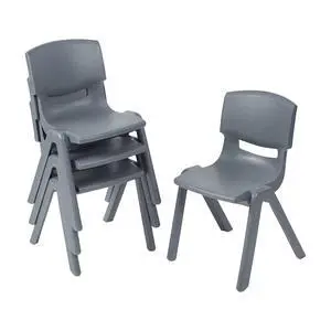 Plastic School Stackable Chair, 14in, Classroom Furniture, Grey, 4-Pack Plastic School Stackable Chair, 14in, Classroom Furniture, Grey, 4-Pack