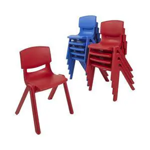 12in Plastic School Stack Chair, Classroom Furniture, Blue/Red, 10-Piece 12in Plastic School Stack Chair, Classroom Furniture, Blue/Red, 10-Piece