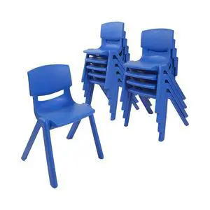 12in Plastic School Stack Chair, Classroom Furniture, Blue, 10-Piece 12in Plastic School Stack Chair, Classroom Furniture, Blue, 10-Piece