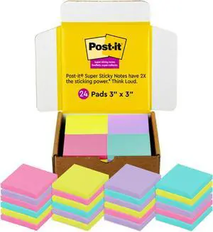 Super Sticky Notes, 3x3 in, 24 Pads/Pack, 70 Sheets/Pad, Amazon Exclusive Bright Color Collection, Aqua Splash, Acid Lime, Tropical Pink and Iris Infusion (Pack of 8) Super Sticky Notes, 3x3 in, 24 Pads/Pack, 70 Sheets/Pad, Amazon Exclusive Bright Color Collection, Aqua Splash, Acid Lime, Tropical Pink and Iris Infusion (Pack of 8)