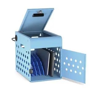 8-Unit Charging Cabinet for Chromebooks & Tablets Up to 14" Screens | Laptop Lock Box for iPads with Cable Management - Portable Locking Charging Station for Classroom, Office, Hospital, Blue 8-Unit Charging Cabinet for Chromebooks & Tablets Up to 14" Screens | Laptop Lock Box for iPads with Cable Management - Portable Locking Charging Station for Classroom, Office, Hospital, Blue