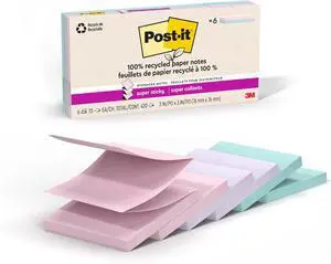 Super Sticky 100% Recycled Pop-up Notes, 3 in. x 3 in., 70 Sheets, 6 Pads, Wanderlust Collection, School Supplies and Office Products (Pack of 12) Super Sticky 100% Recycled Pop-up Notes, 3 in. x 3 in., 70 Sheets, 6 Pads, Wanderlust Collection, School Supplies and Office Products (Pack of 12)