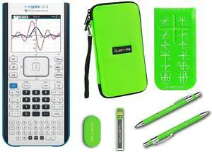 Ti Nspire CX II Graphing Calculator + Guerrilla Zipper Case + Essential Graphing Calculator Accessory Kit, Green Ti Nspire CX II Graphing Calculator + Guerrilla Zipper Case + Essential Graphing Calculator Accessory Kit, Green