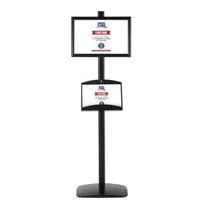 Free Standing Aluminum Display Stand Single Sided Document Brochure Sign Holder Front Loading Portrait Landscape Black Snap Frame 1x(11x17) and Metal Tray Shelf 2x(5.5x8.5) Inch Capacity Free Standing Aluminum Display Stand Single Sided Document Brochure Sign Holder Front Loading Portrait Landscape Black Snap Frame 1x(11x17) and Metal Tray Shelf 2x(5.5x8.5) Inch Capacity