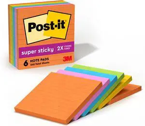 Super Sticky Lined Notes, 6 Sticky Note Pads, 4 x 4 in., School Supplies, Office Products, Sticky-Notes for Vertical Surfaces, Monitors, Walls and Windows,Energy Boost Collection (Pack of 12) Super Sticky Lined Notes, 6 Sticky Note Pads, 4 x 4 in., School Supplies, Office Products, Sticky-Notes for Vertical Surfaces, Monitors, Walls and Windows,Energy Boost Collection (Pack of 12)