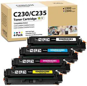 C230 C235 Toner Cartridge (with New Chip) Replacement for Xerox C235 C230 Toner 006R04383 006R04384 006R04385 006R04386 for C230 C230DNI C235 C235DNI Printers, 4-Pack High Capacity C230 Ink Kit C230 C235 Toner Cartridge (with New Chip) Replacement for Xerox C235 C230 Toner 006R04383 006R04384 006R04385 006R04386 for C230 C230DNI C235 C235DNI Printers, 4-Pack High Capacity C230 Ink Kit